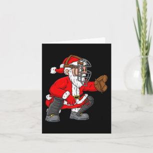Christmas Santa Claus Baseball Catcher Boys Girls Card