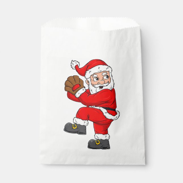 Christmas Santa Claus Baseball Catcher Boys Girls  Favour Bags (Front)