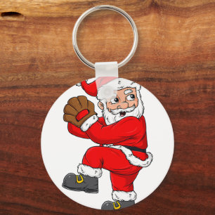 Christmas Santa Claus Baseball Catcher Boys Girls  Key Ring