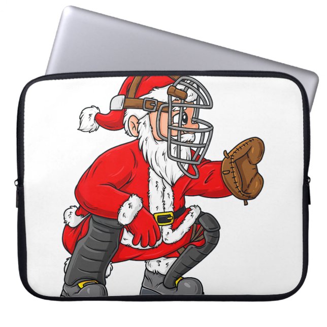 Christmas Santa Claus Baseball Catcher Boys Girls  Laptop Sleeve (Front)