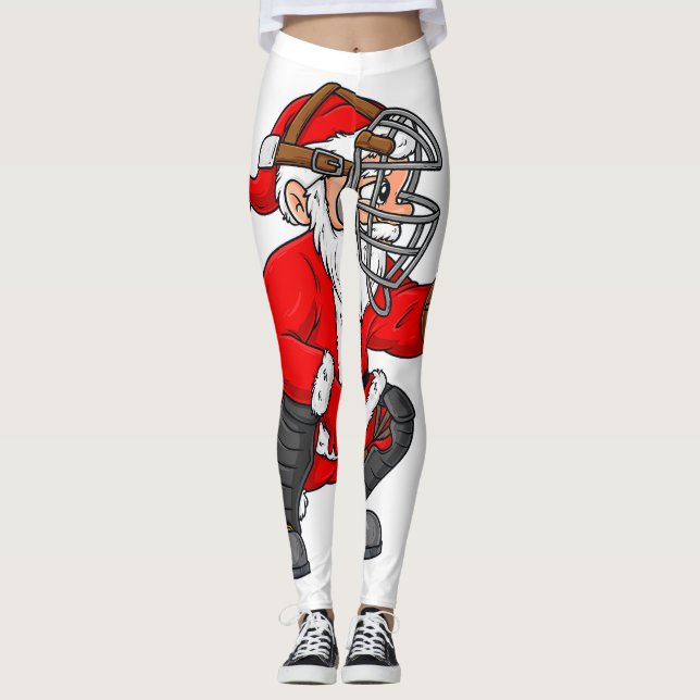 Christmas Santa Claus Baseball Catcher Boys Girls  Leggings (Front)