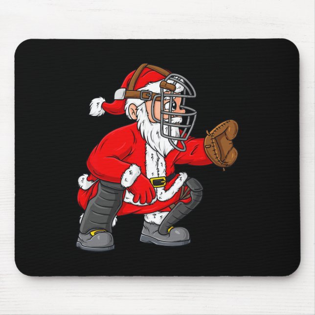 Christmas Santa Claus Baseball Catcher Boys Girls  Mouse Mat (Front)