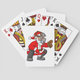Christmas Santa Claus Baseball Catcher Boys Girls  Playing Cards