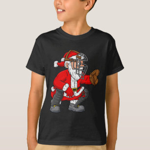 Christmas Santa Claus Baseball Catcher Boys Girls  T-Shirt