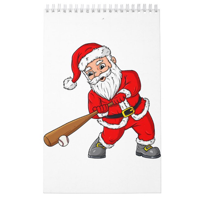 Christmas Santa Claus Baseball Pitcher Boys Kids T Calendar (Cover)