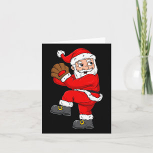 Christmas Santa Claus Baseball Pitcher Boys Kids T Card