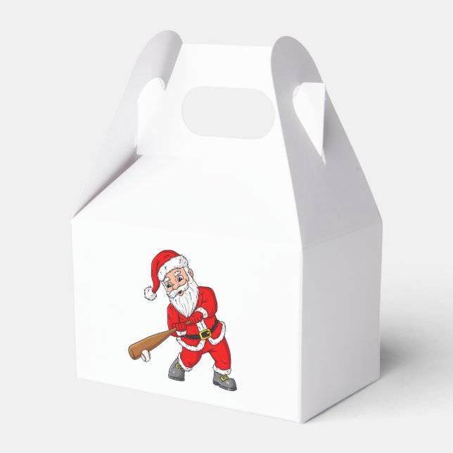 Christmas Santa Claus Baseball Pitcher Boys Kids T Favour Box (Front Side)