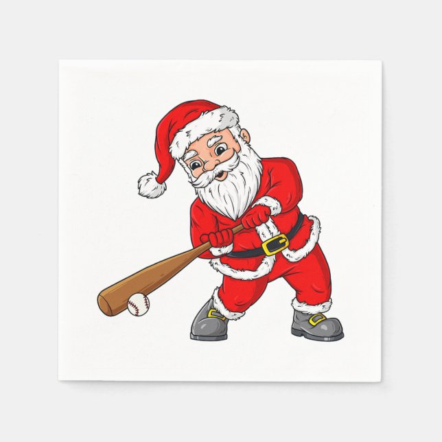 Christmas Santa Claus Baseball Pitcher Boys Kids T Napkin (Front)