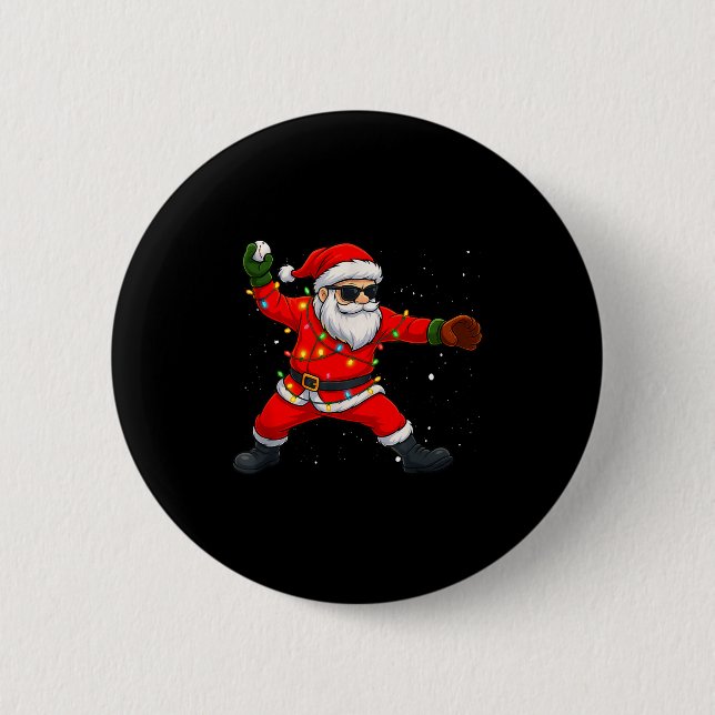 Christmas Santa Claus Baseball Tcher Boys Kids Tee 6 Cm Round Badge (Front)