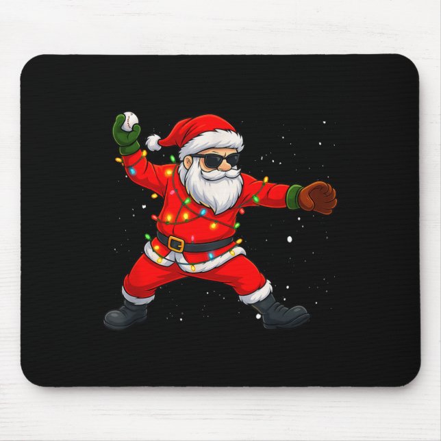 Christmas Santa Claus Baseball Tcher Boys Kids Tee Mouse Mat (Front)