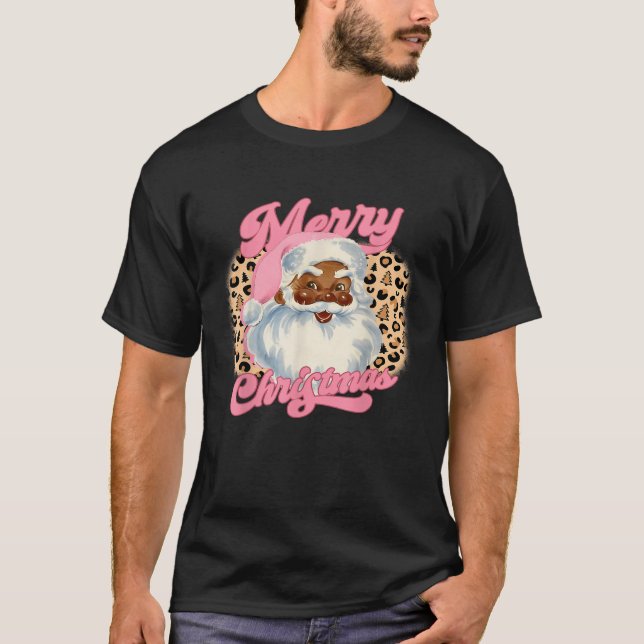 Christmas Santa Claus Black Xmas African American  T-Shirt (Front)