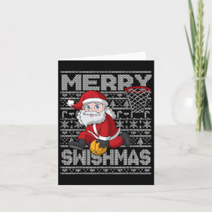Christmas Santa Claus Bysketbyll Merry Swishmas Fu Card