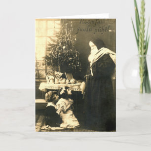 Christmas Santa Claus Children Finland Vintage Holiday Card