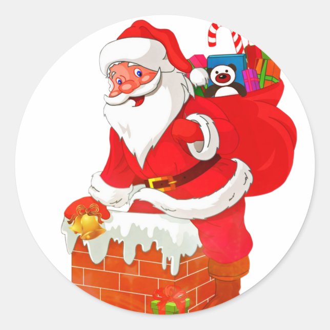 Christmas Santa Claus Classic Round Sticker (Front)