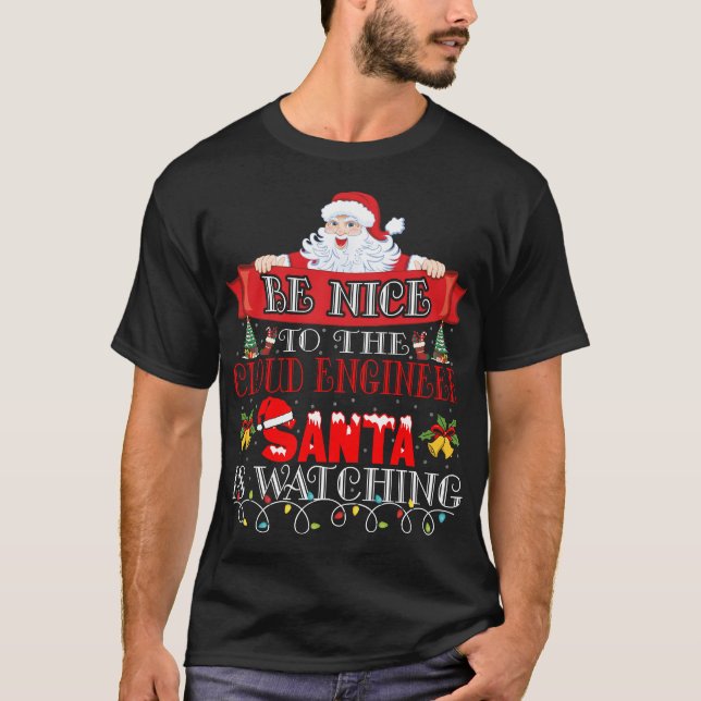 Christmas Santa Claus Cloud Engineer Gift  T-Shirt (Front)