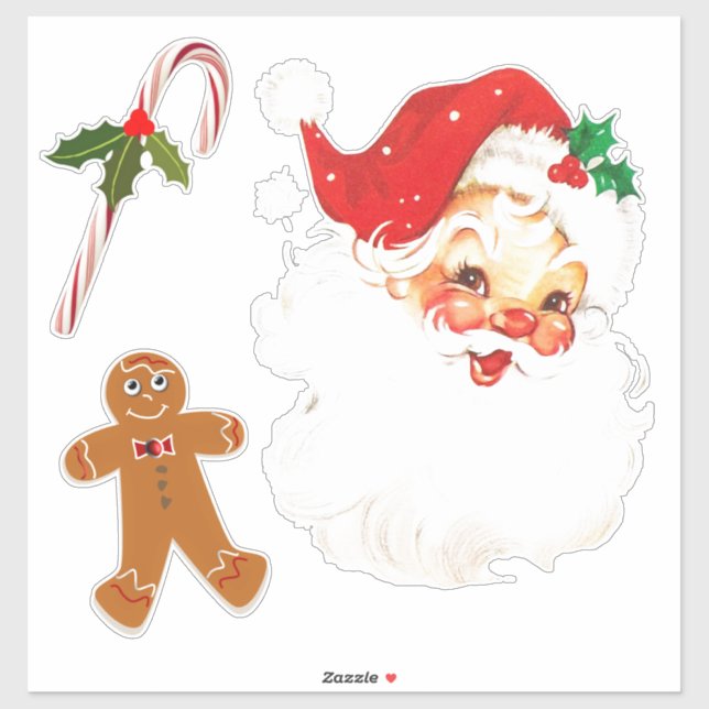 Christmas Santa Claus Custom-Cut Vinyl Sticker (Sheet)