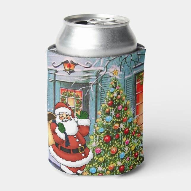 Christmas Santa Claus Custom Name Tall Can Cooler (Can Front)