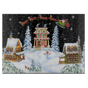Christmas,Santa,Claus,cutting,board,reindeer Cutting Board