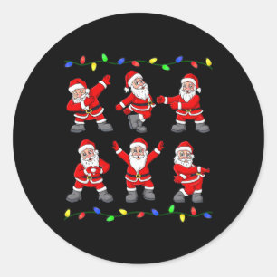Christmas Santa Claus Dancing Tree Lights Boys Kid Classic Round Sticker