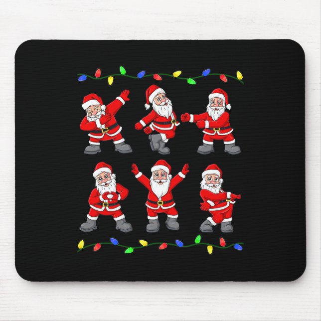 Christmas Santa Claus Dancing Tree Lights Boys Kid Mouse Mat (Front)