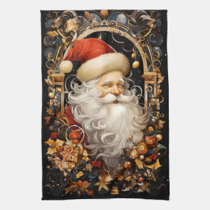 Christmas Santa Claus Decorations Full Face Tea Towel