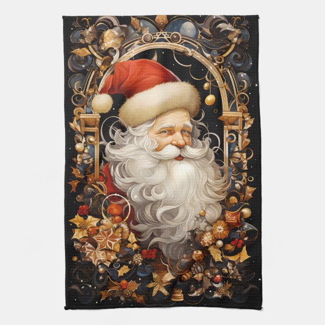 Christmas Santa Claus Decorations Full Face Tea Towel (Vertical)