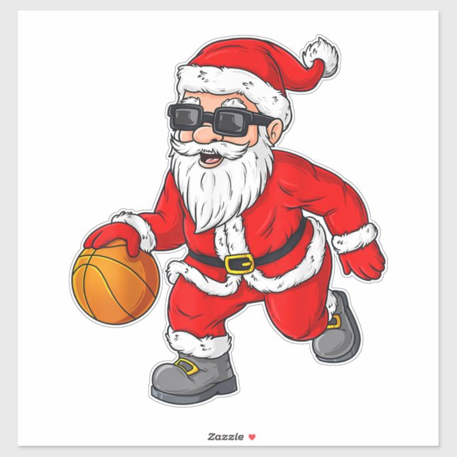 Christmas Santa Claus Dribbling A Basketball Boys  (Sheet)