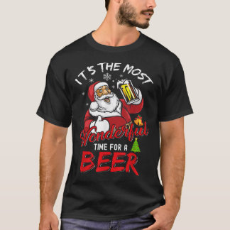 Christmas Santa Claus Drinking Beer Wonderful T-Shirt