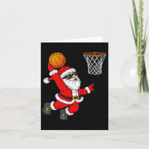 Christmas Santa Claus Dunking A Basketball Boys Ki Card