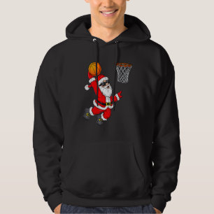 Christmas Santa Claus Dunking A Basketball Boys Ki Hoodie