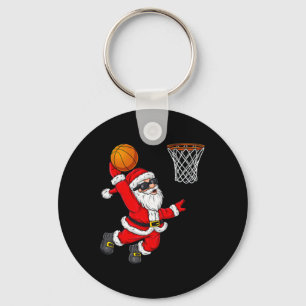 Christmas Santa Claus Dunking A Basketball Boys Ki Key Ring