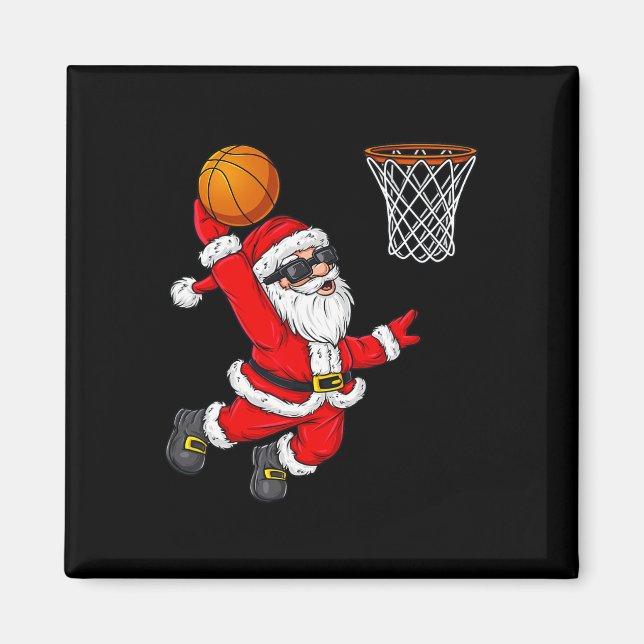 Christmas Santa Claus Dunking A Basketball Boys Ki Magnet (Front)