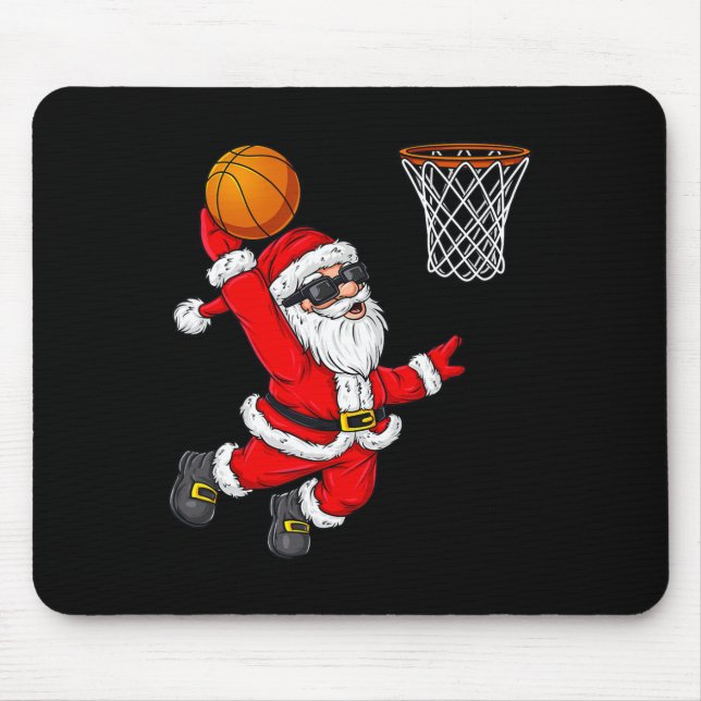 Christmas Santa Claus Dunking A Basketball Boys Ki Mouse Mat (Front)
