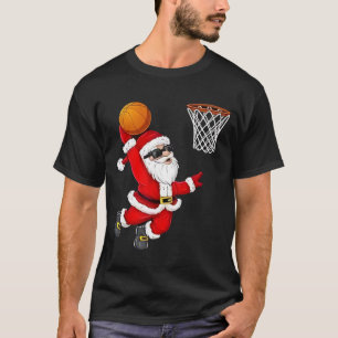 Christmas Santa Claus Dunking A Basketball Boys Ki T-Shirt