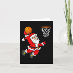 Christmas Santa Claus Dunking A Basketball Fun Xma Card