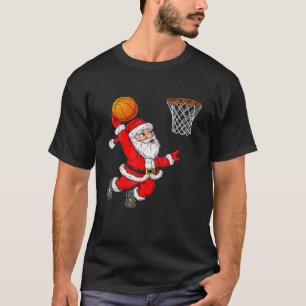 Christmas Santa Claus Dunking A Basketball Funny X T-Shirt