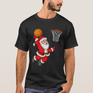 Christmas Santa Claus Dunking A Basketball Funny X T-Shirt