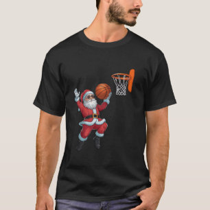 Christmas Santa Claus Dunking A Basketball Kids Bo T-Shirt