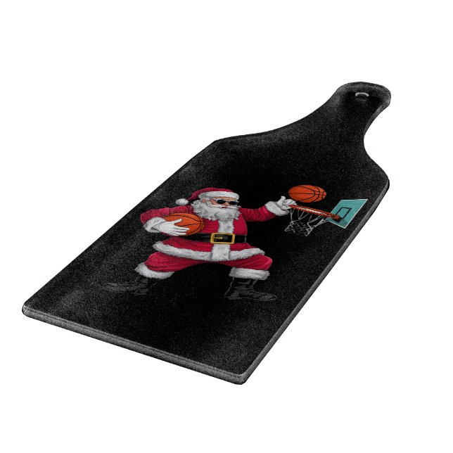 Christmas Santa Claus Dunking A Basketball Xmas Cutting Board (Corner)