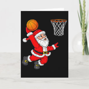 Christmas Santa Claus Dunking A Bysketbyll Fun Xma Card