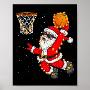 Christmas Santa Claus Dunking A Bysketbyll Xmas Fo Poster