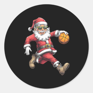 Christmas Santa Claus Dunking A Sketll Boys Kids X Classic Round Sticker