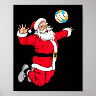 Christmas Santa Claus Dunking A Volleyball Funny X Poster