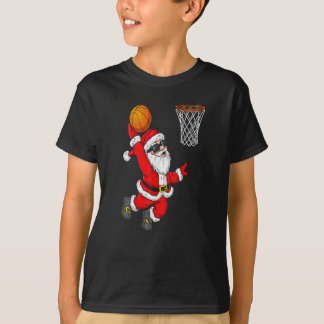 Christmas Santa Claus Dunking Basketball T-Shirt