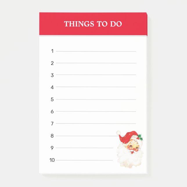 Christmas Santa Claus Editable Things To Do Post-it Notes (Front)