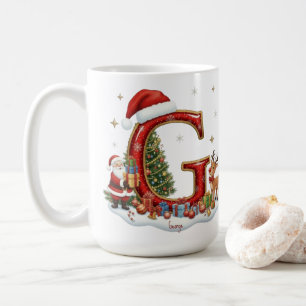 Christmas Santa Claus Elf Penguin Alphabet G Coffee Mug