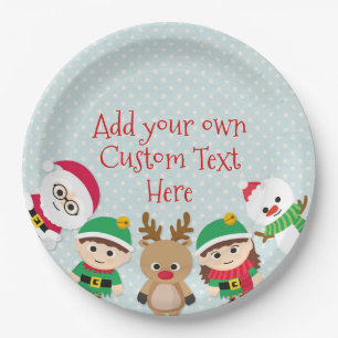 Christmas Santa Claus, Elf, Snowman, Paper Plate
