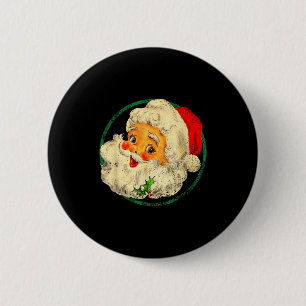 Christmas Santa Claus Face Old Fashioned Pajamas H 6 Cm Round Badge