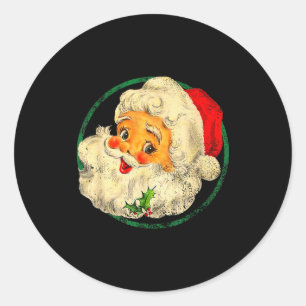 Christmas Santa Claus Face Old Fashioned Pajamas H Classic Round Sticker