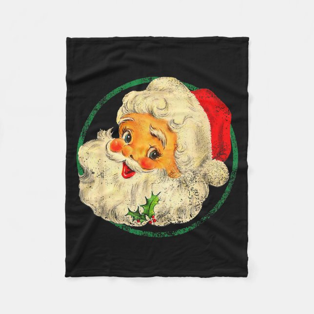 Christmas Santa Claus Face Old Fashioned Pajamas H Fleece Blanket (Front)